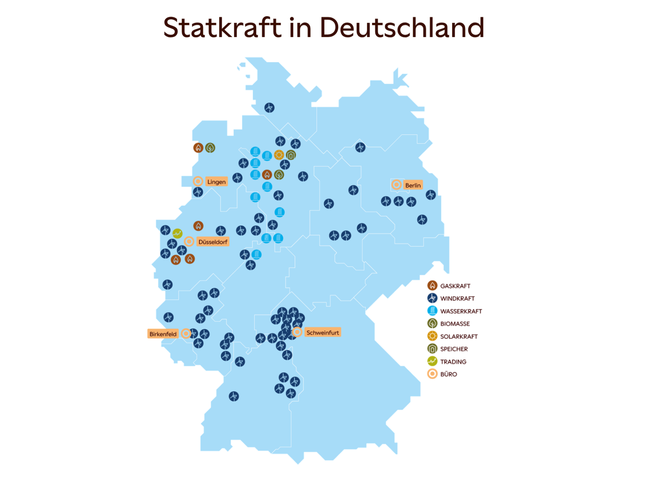 Standorte in Deutschland und Leistungen der Kraftwerke