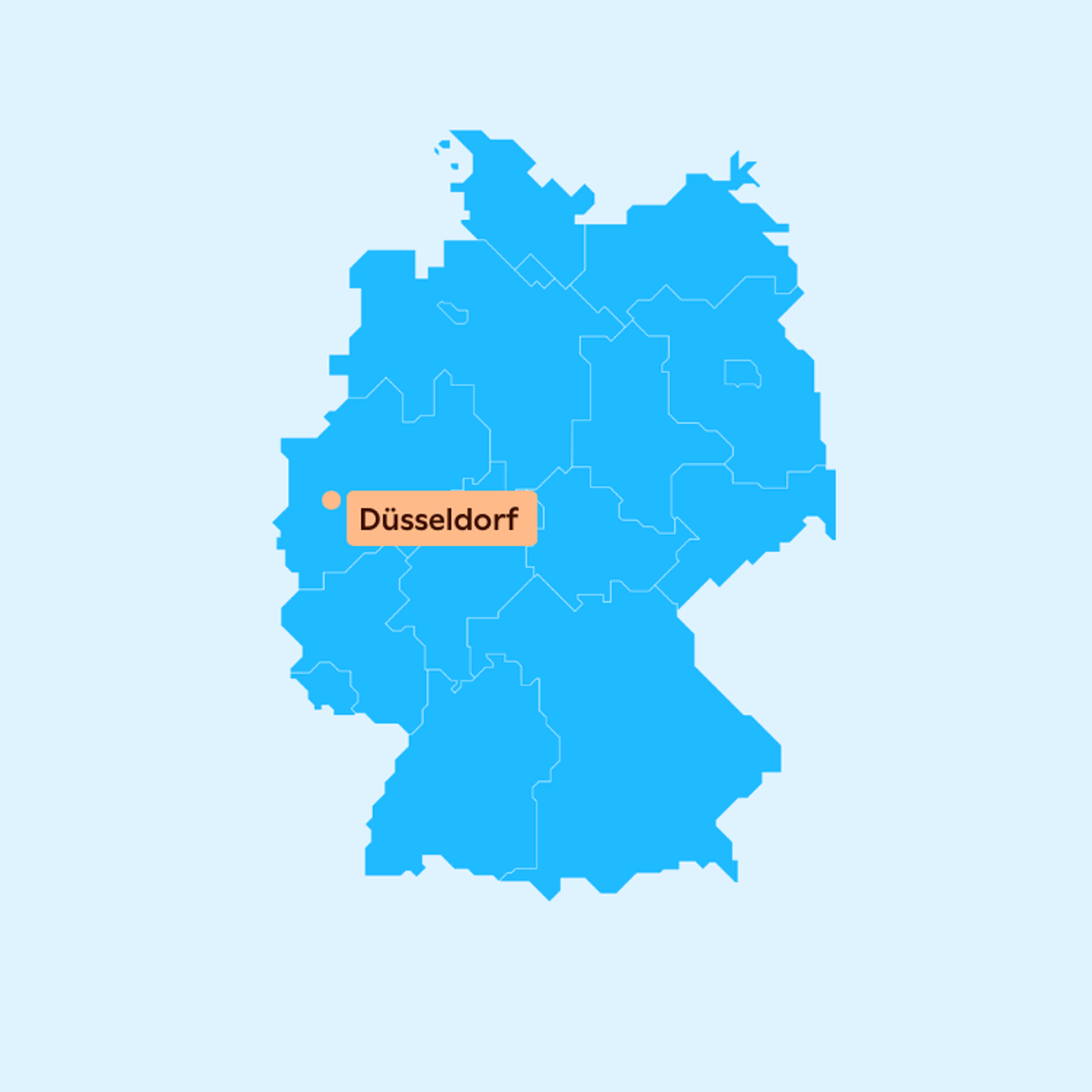 Pin auf einer Karte, der den Standort von Statkraft in Düsseldorf markiert