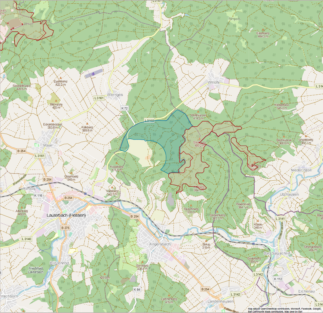 Karte zur Planung des Windparks in Wartenberg