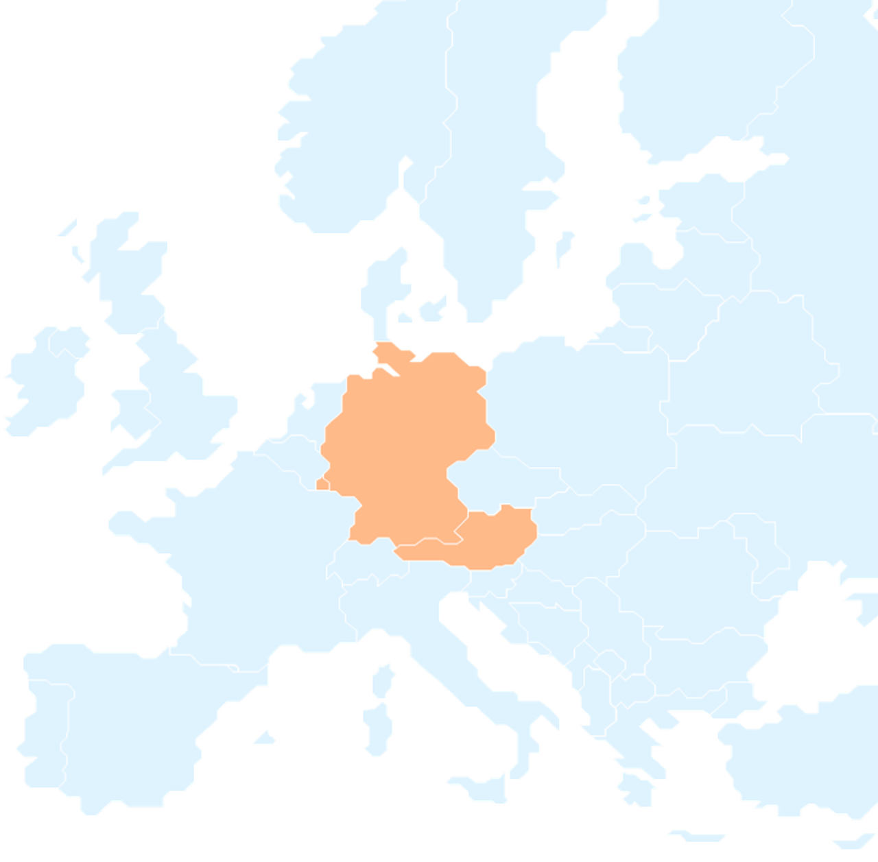 Regionalekarte der Länder mit SPK: Luxemburg, Österreich und Deutschland